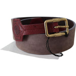 GF Ferre Brown Leather Wide Gold Chrome Logo Buckle Belt BEL8078-70