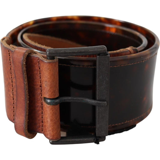 Ermanno Scervino Dark Brown Leather Wide Buckle Belt BEL8143-75