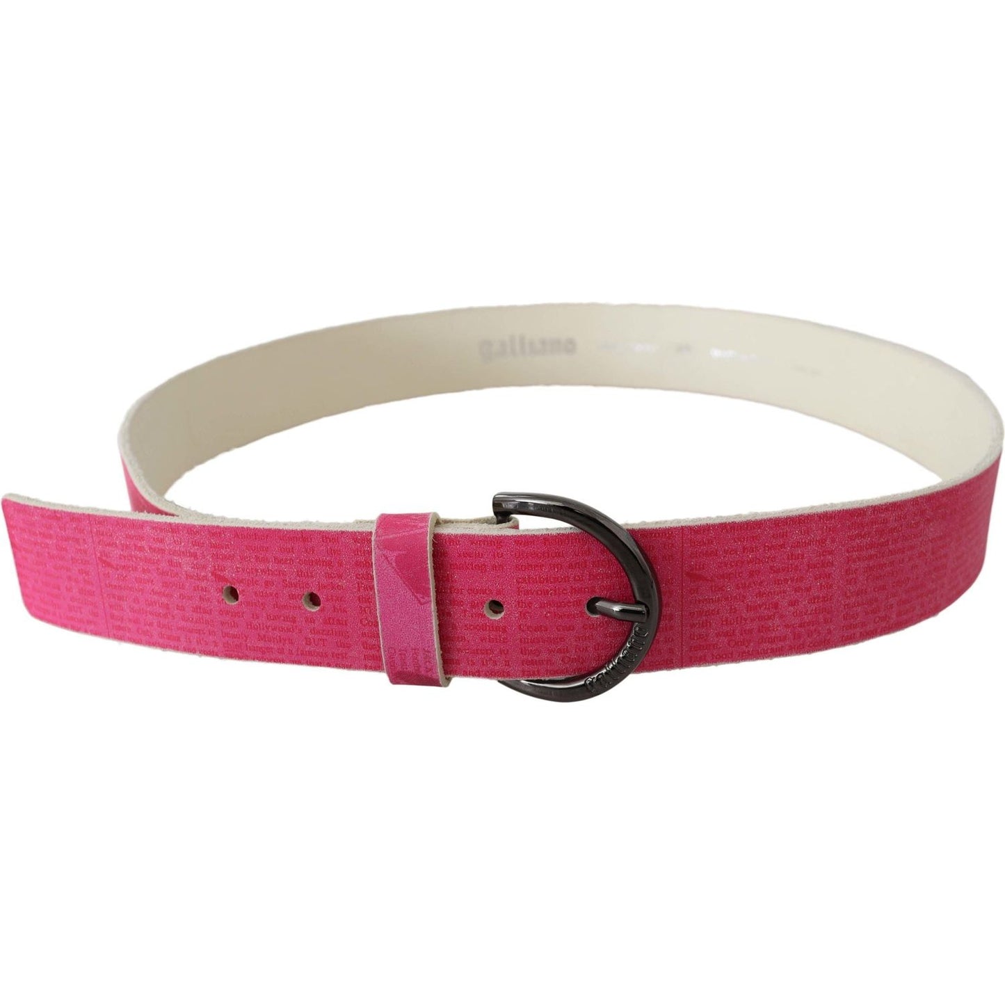 John Galliano Pink Leather Letter Logo Design Round Buckle Belt Belt