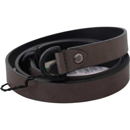 Costume National Brown Leather Skinny Round Buckle Belt BEL60955-100