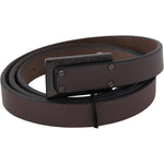Costume National Brown Leather Tactical Logo Buckle Dark BEL60968-100