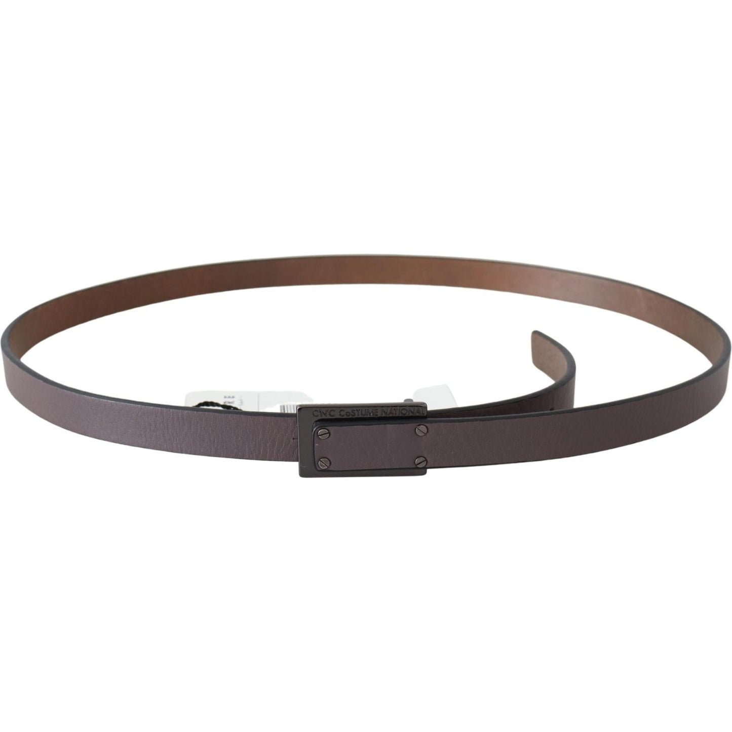 Costume National Brown Leather Tactical Logo Buckle Dark BEL60968-100