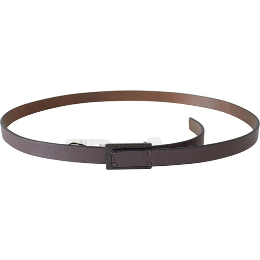Costume National Brown Leather Tactical Logo Buckle Dark BEL60968-100