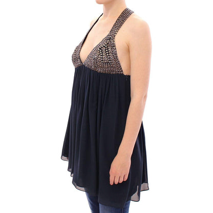 Anaikka Navy Blue Studs Embellished Top Blouse