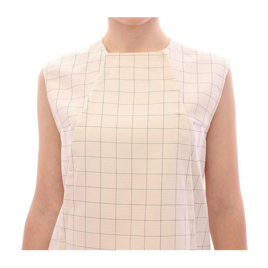 Andrea Incontri White Cotton Checkered Shirt Top GSS10710-1