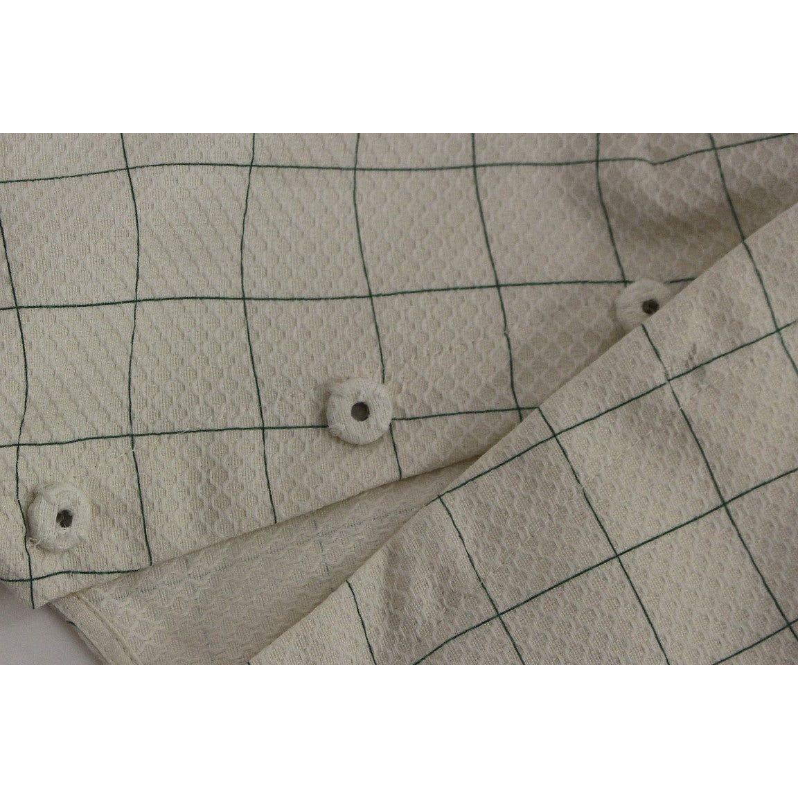 Andrea Incontri White Cotton Checkered Shirt Top GSS10710-1