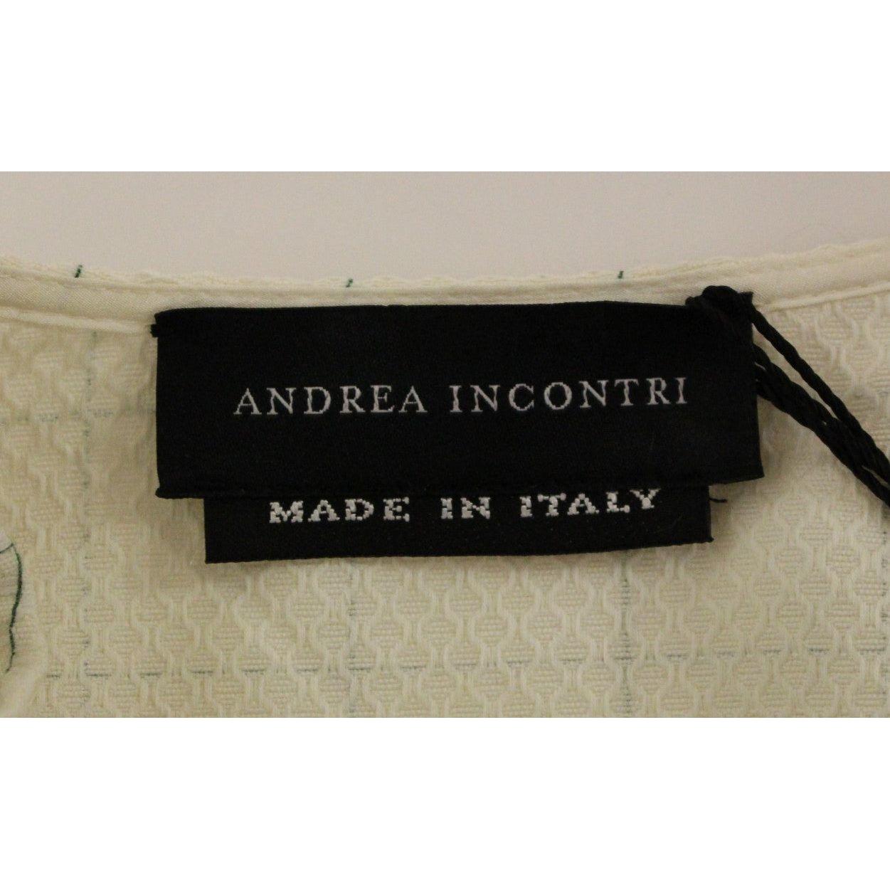 Andrea Incontri White Cotton Checkered Shirt Top GSS10710-1