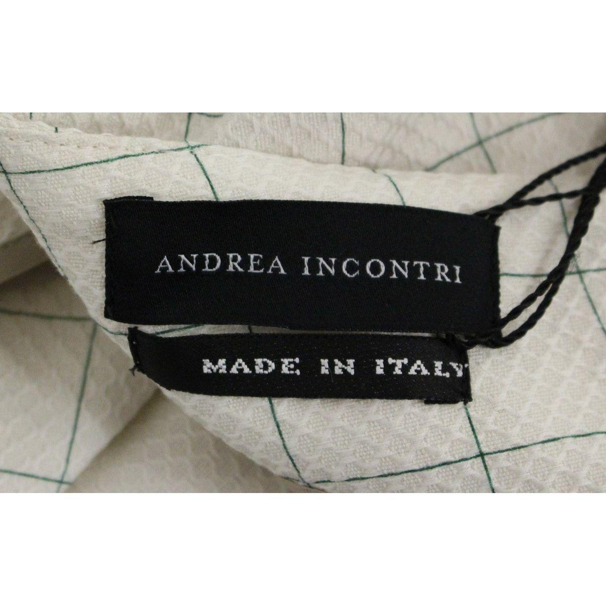 Andrea Incontri White Cotton Checkered Pencil Skirt