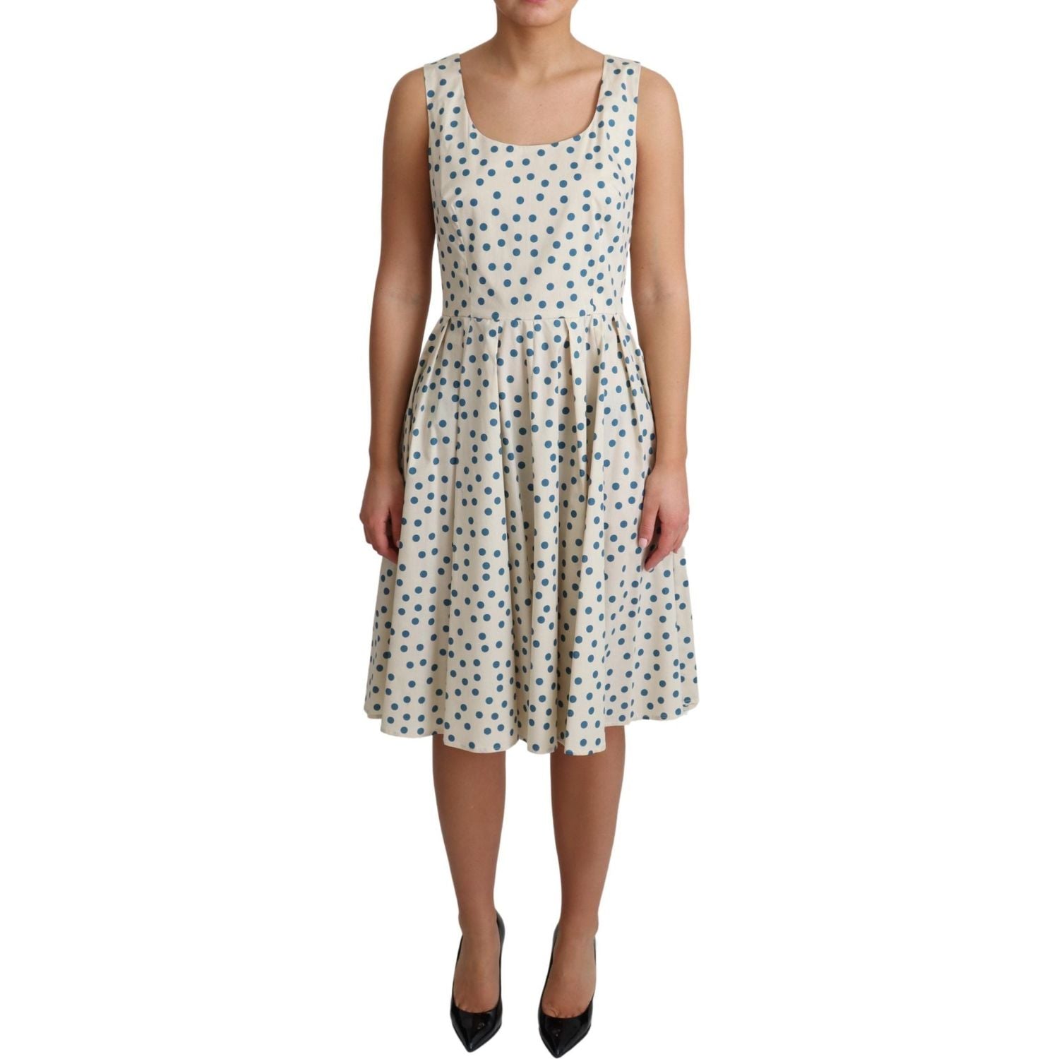 Dolce & Gabbana Beige Dotted Cotton A-Line Gown Dress