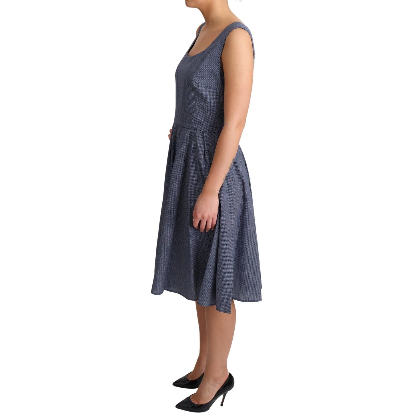 Dolce & Gabbana Blue Polka Cotton A-Line Stretch Dress