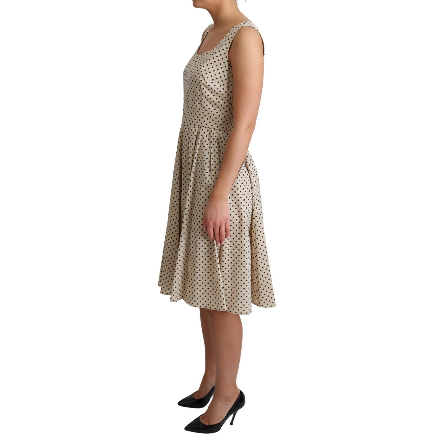 Dolce & Gabbana Beige Polka Dotted Cotton A-Line Dress