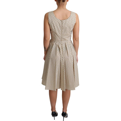 Dolce & Gabbana Beige Polka Dotted Cotton A-Line Dress Dresses