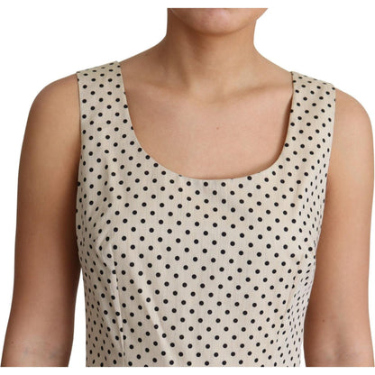 Dolce & Gabbana Beige Polka Dotted Cotton A-Line Dress Dresses