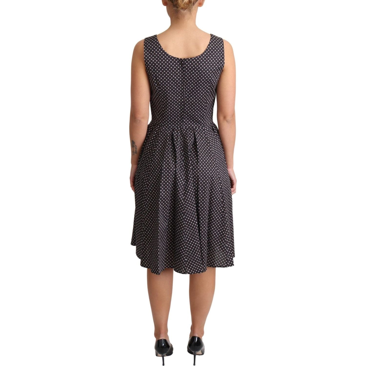 Dolce & Gabbana Black Floral Cotton A-Line Stretch Dress