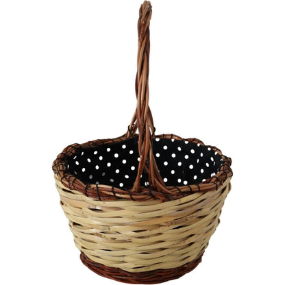 Dolce & Gabbana Beige Wood Wicker Rattan Basket Tote Bag