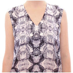 Arzu Kaprol Gray Blue Silk Sleeveless Top Shirt Blouse GSS10331-2