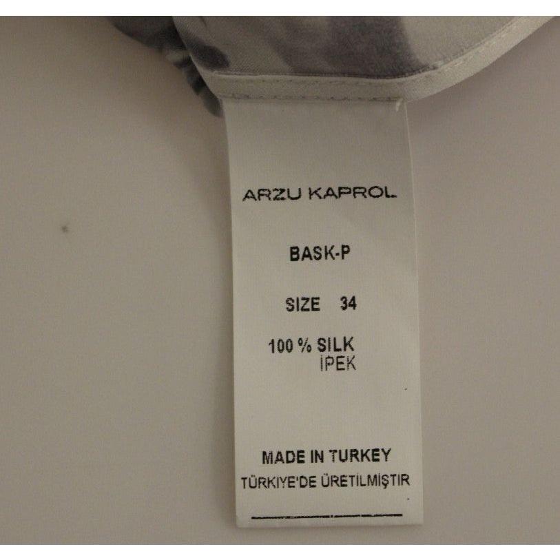 Arzu Kaprol Gray Blue Silk Sleeveless Top Shirt Blouse GSS10331-2