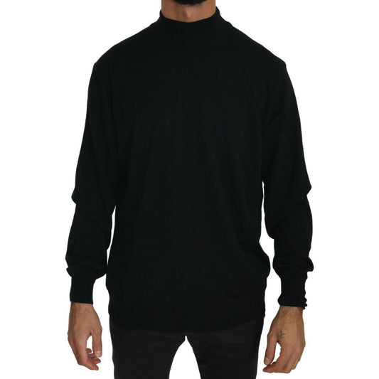 MILA SCHÖN Black Turtle Neck Pullover Top Virgin Wool Sweater TSH4167-L