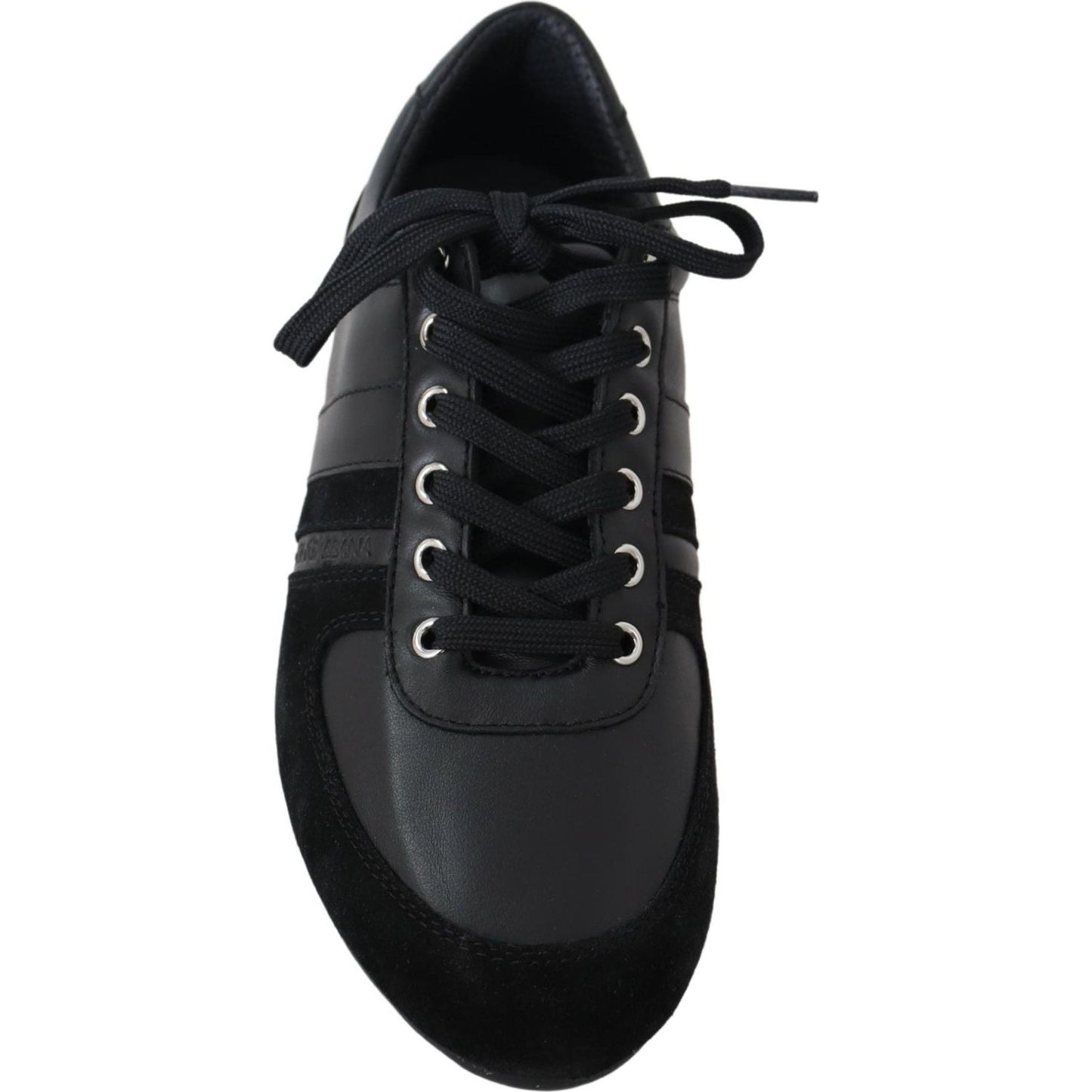 Dolce & Gabbana Black Logo Leather Casual Sneakers Shoes