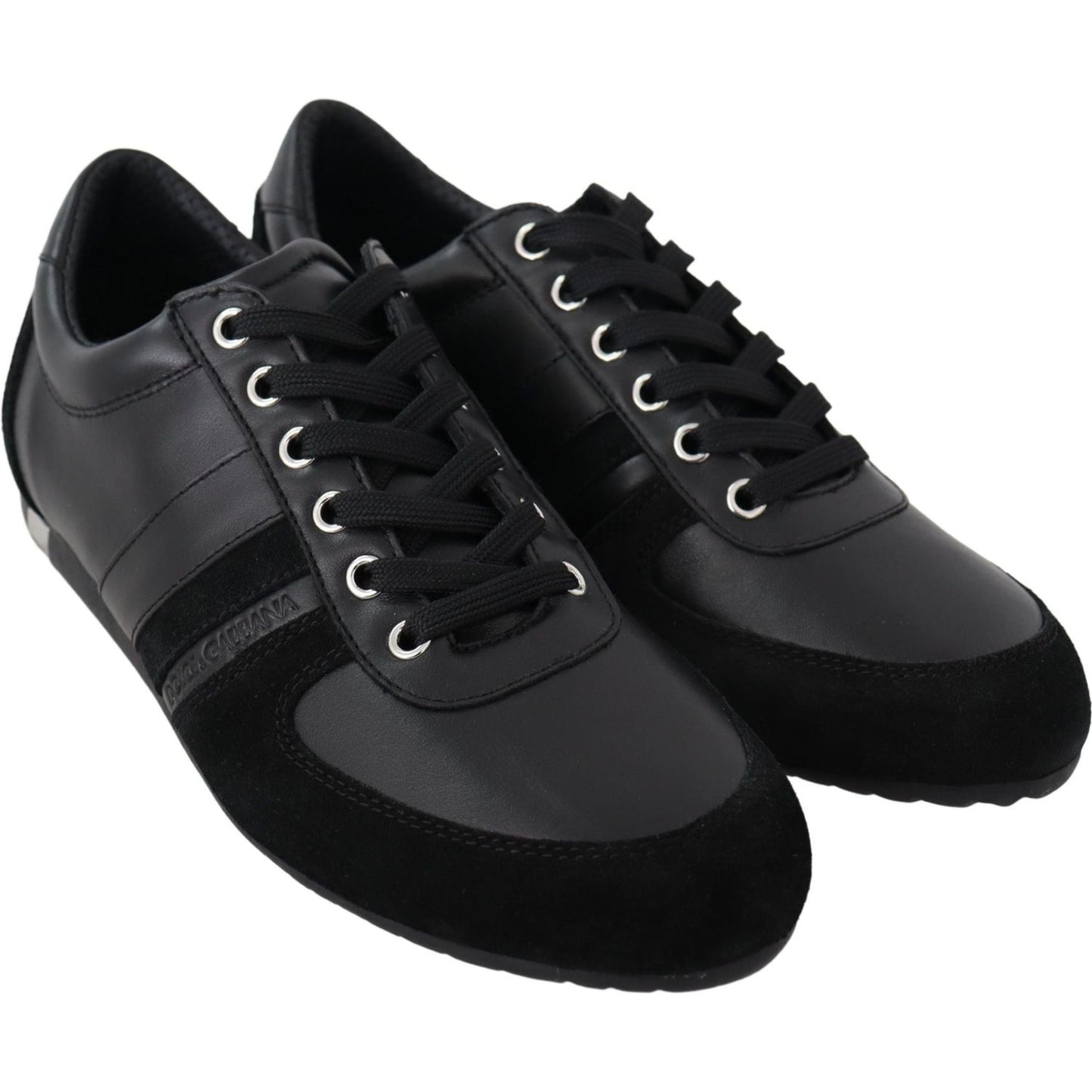 Dolce & Gabbana Black Logo Leather Casual Sneakers Shoes