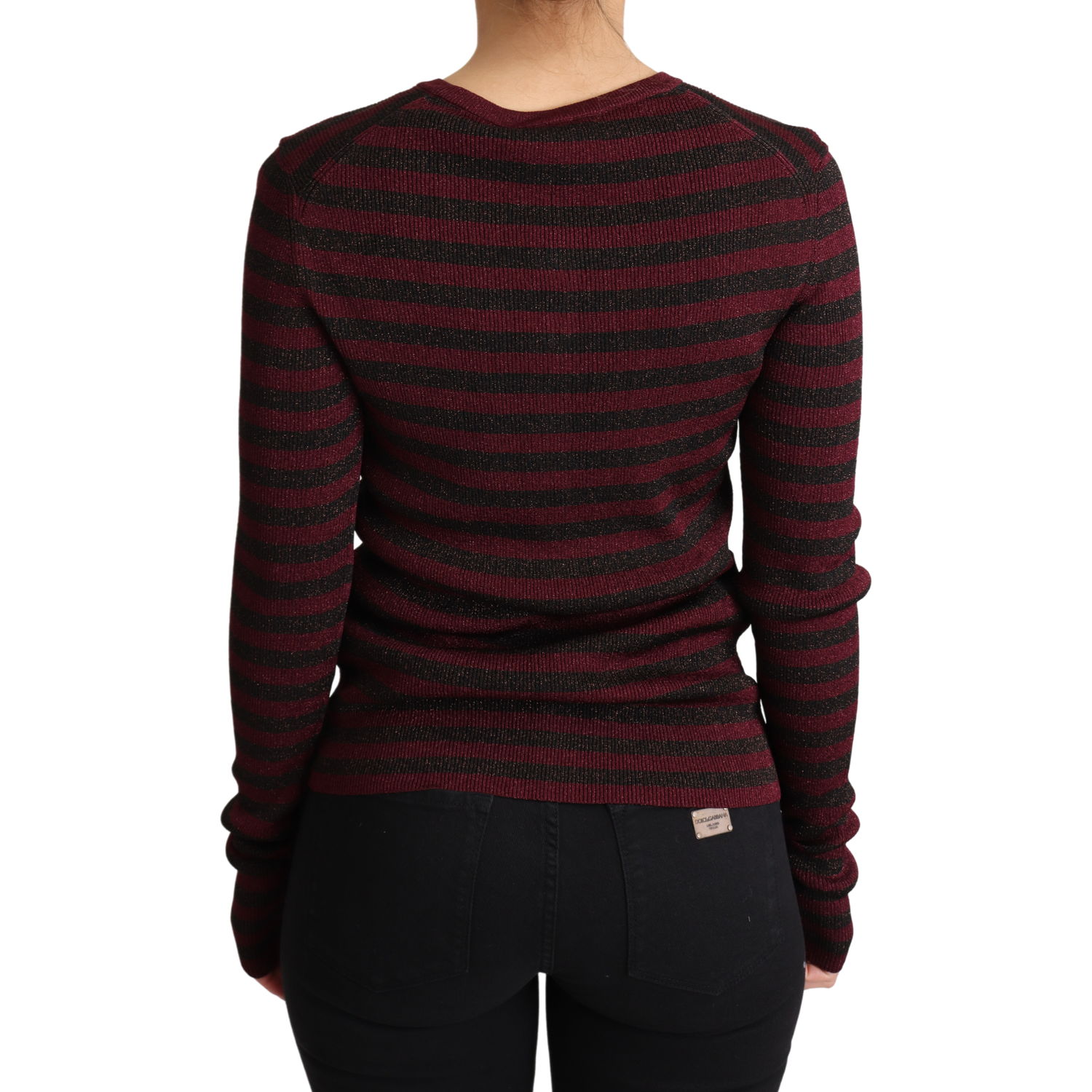 Dolce & Gabbana Black Red Striped Viscose Cardigan Sweater