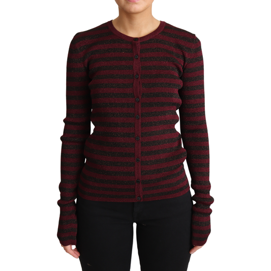 Dolce & Gabbana Black Red Striped Viscose Cardigan Sweater TSH5774-38