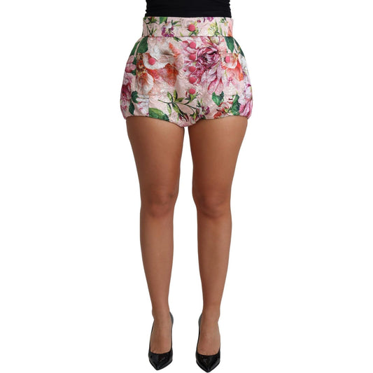 Dolce & Gabbana Pink Cotton Floral Print Hot Pants Short SKI1515-38
