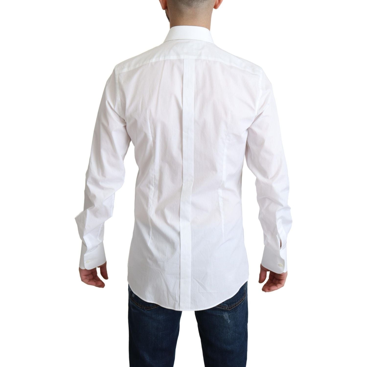 Dolce & Gabbana White Bib Cotton Poplin Men Formal Shirt
