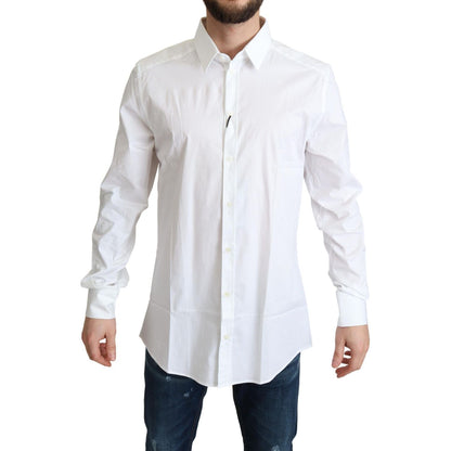 Dolce & Gabbana White Cotton Stretch Men Dress Formal Shirt
