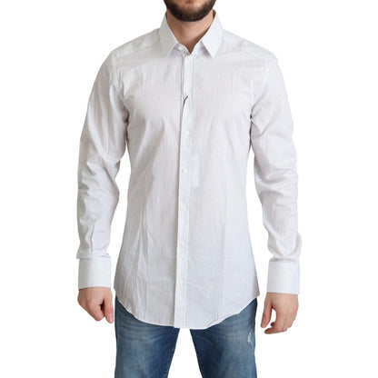 Dolce & Gabbana White Stripes Cotton Formal Dress Shirt