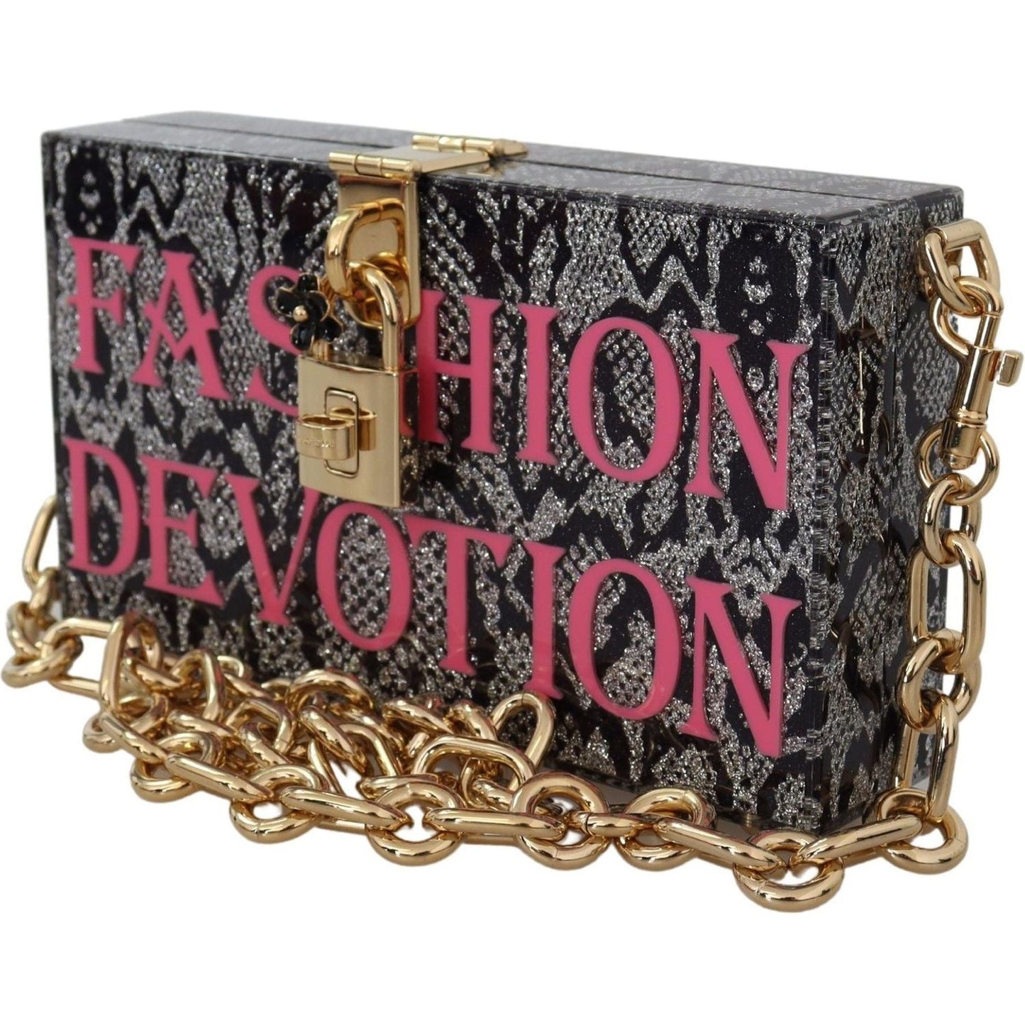 Dolce & Gabbana Gray Fashion Devotion Clutch Plexi SICILY BOX Purse WOMAN SHOULDER BAGS