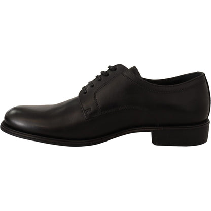 Dolce & Gabbana Black Leather Lace Up Mens Formal Derby Shoes Dress Shoes