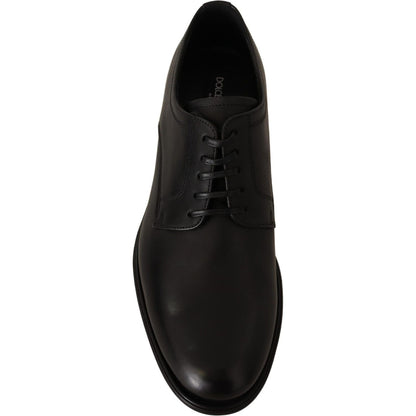 Dolce & Gabbana Black Leather Lace Up Mens Formal Derby Shoes Dress Shoes