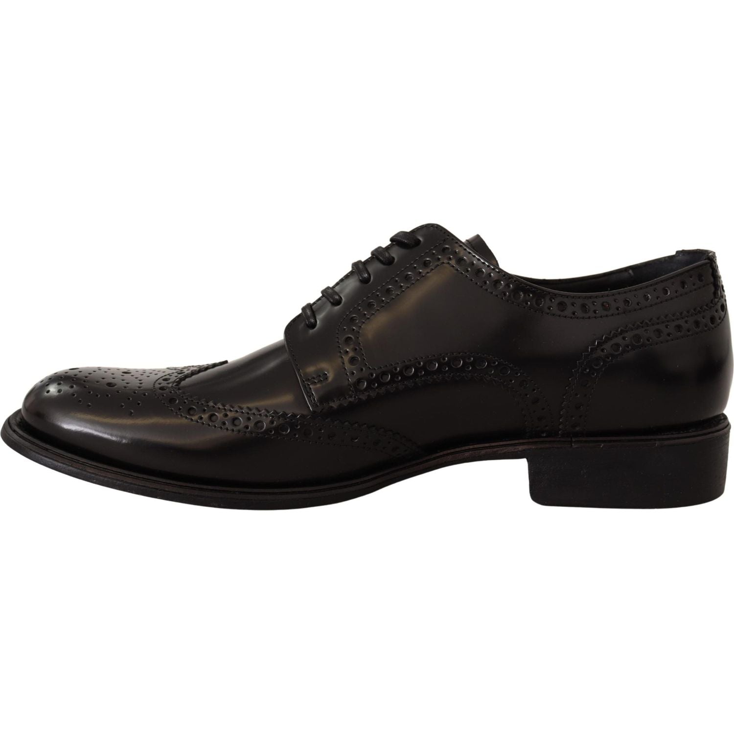 Dolce & Gabbana Black Leather Oxford Wingtip Formal Shoes