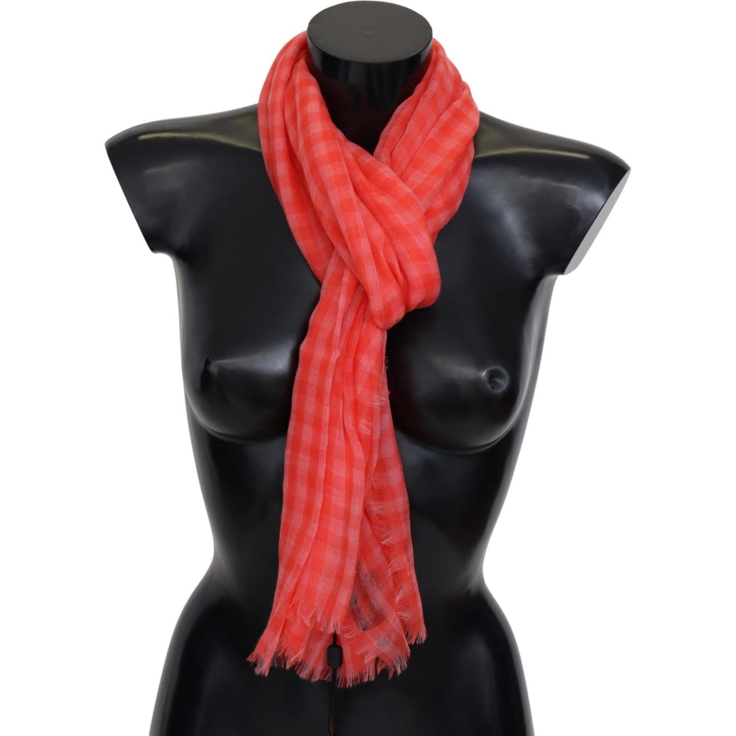 Missoni Orange Check Cashmere Unisex Wrap Fringes Scarf