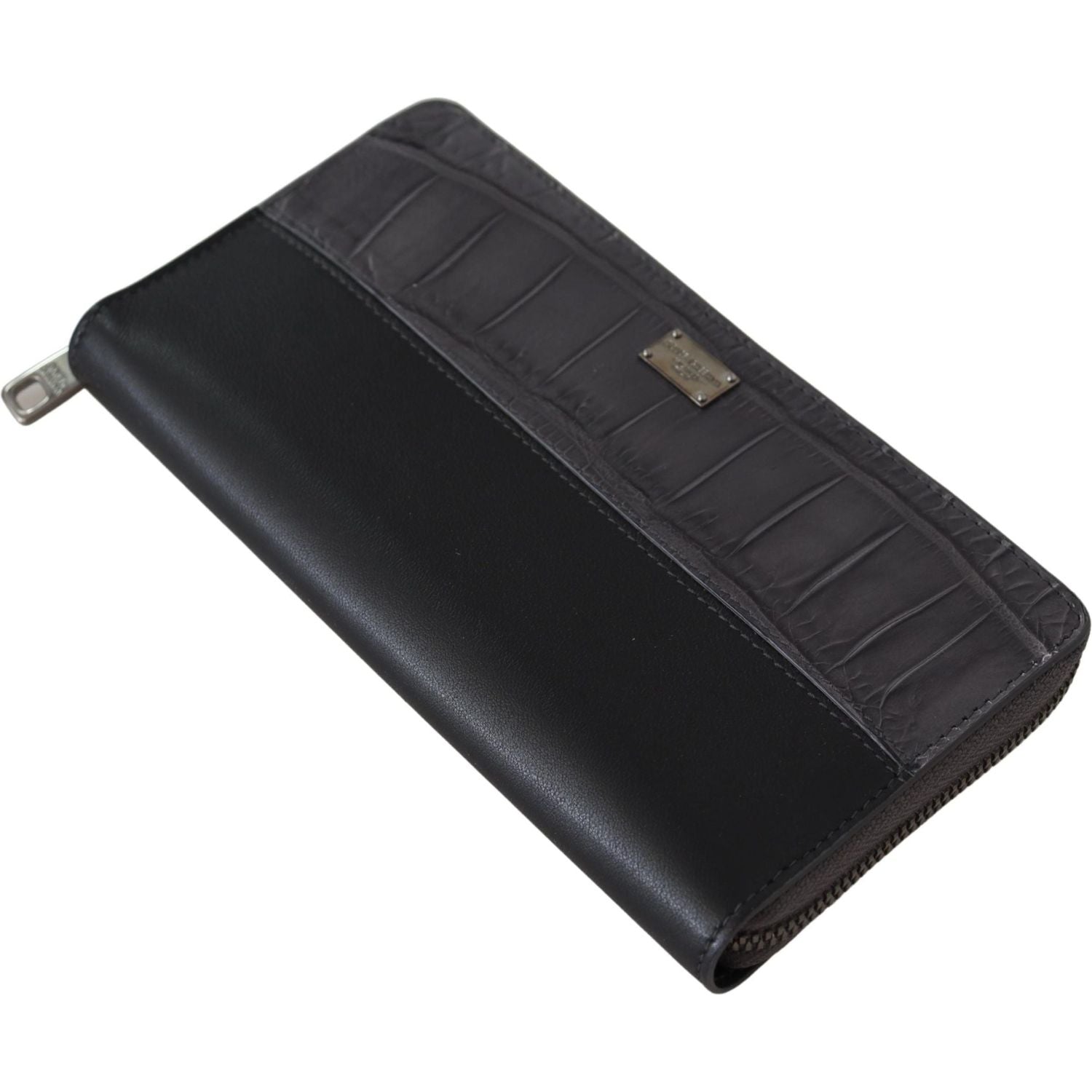 Dolce & Gabbana Black Zip Around Continental Clutch Leather Wallet