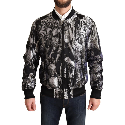 Dolce & Gabbana Black Silver Puppi Motive Bomber Jacket JKT2904-50