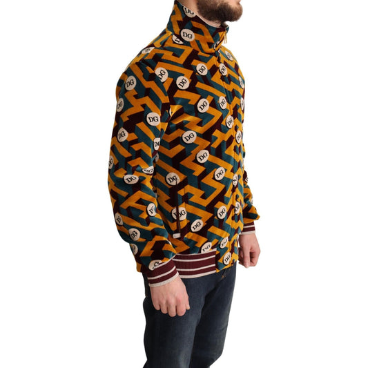Dolce & Gabbana Multicolor Velvet DG Logo Mens Sweater Jacket JKT2919-44