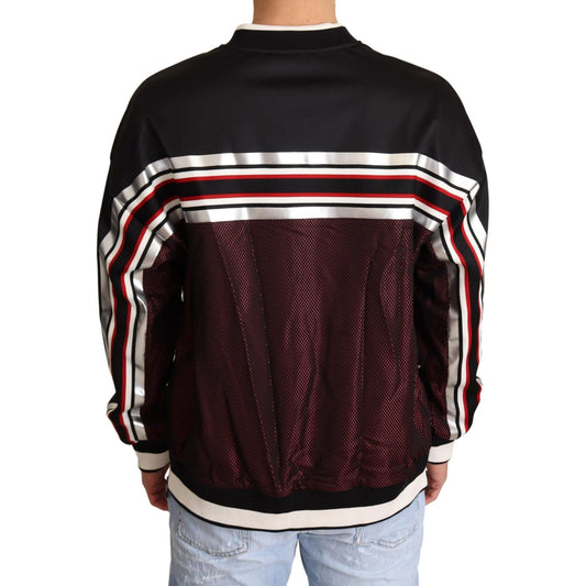 Dolce & Gabbana Black Red Mesh Sport Pullover Crewneck Sweater TSH6395-48