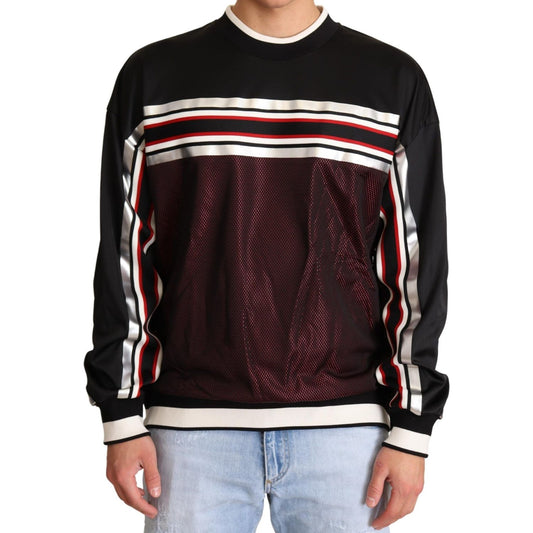 Dolce & Gabbana Black Red Mesh Sport Pullover Crewneck Sweater TSH6395-48