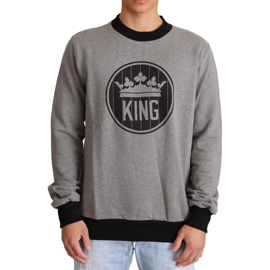 Dolce & Gabbana Gray Crown King Cotton Pullover Sweater TSH6401-48