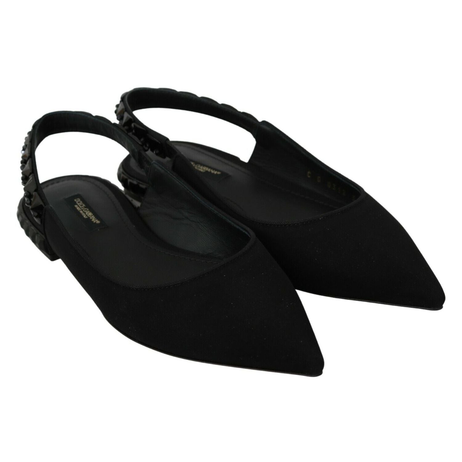 Dolce & Gabbana Black Flats Slingback Charmeuse Shoes