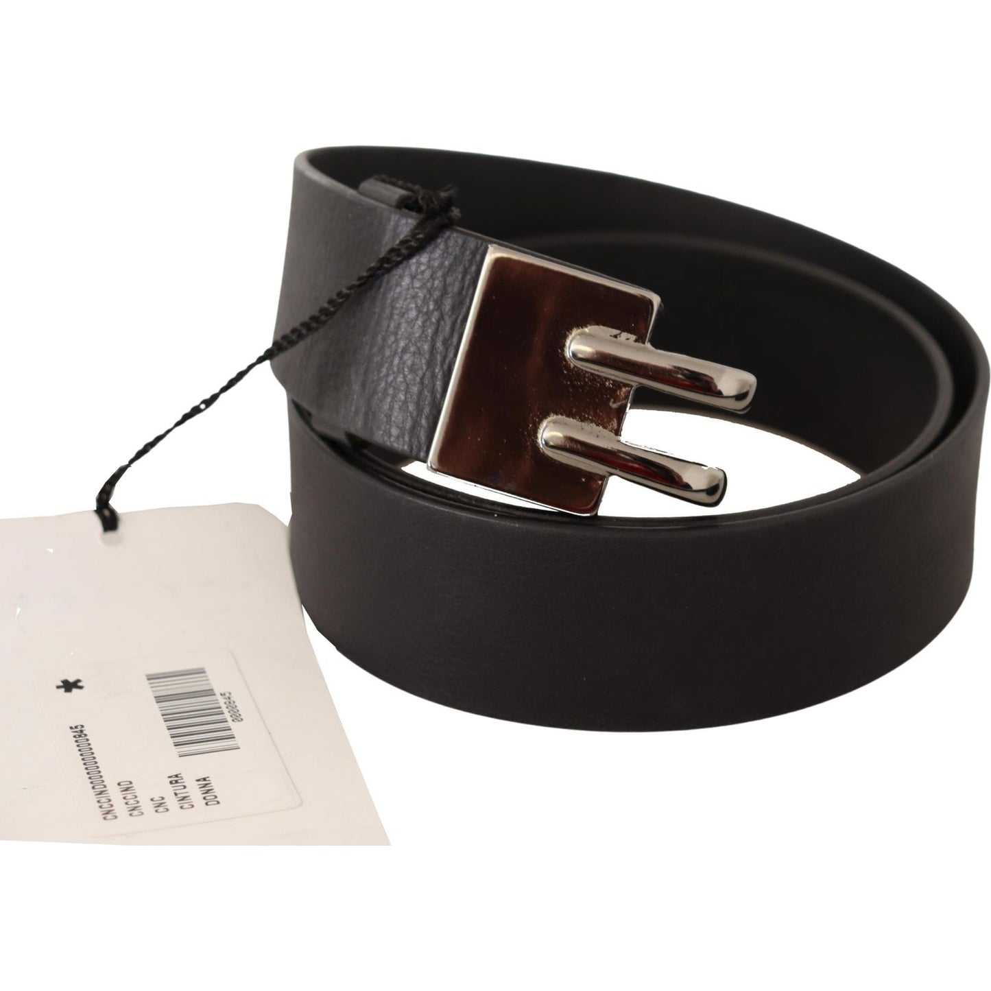 Costume National Black Leather Silver Buckle Waist Belt WOMAN BELTS