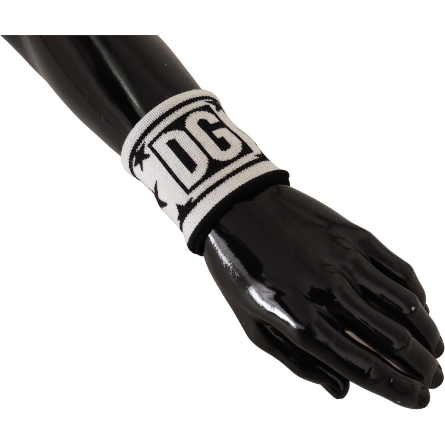 Dolce & Gabbana White Black Wool Logo #DGMILLENNIALS Wristband