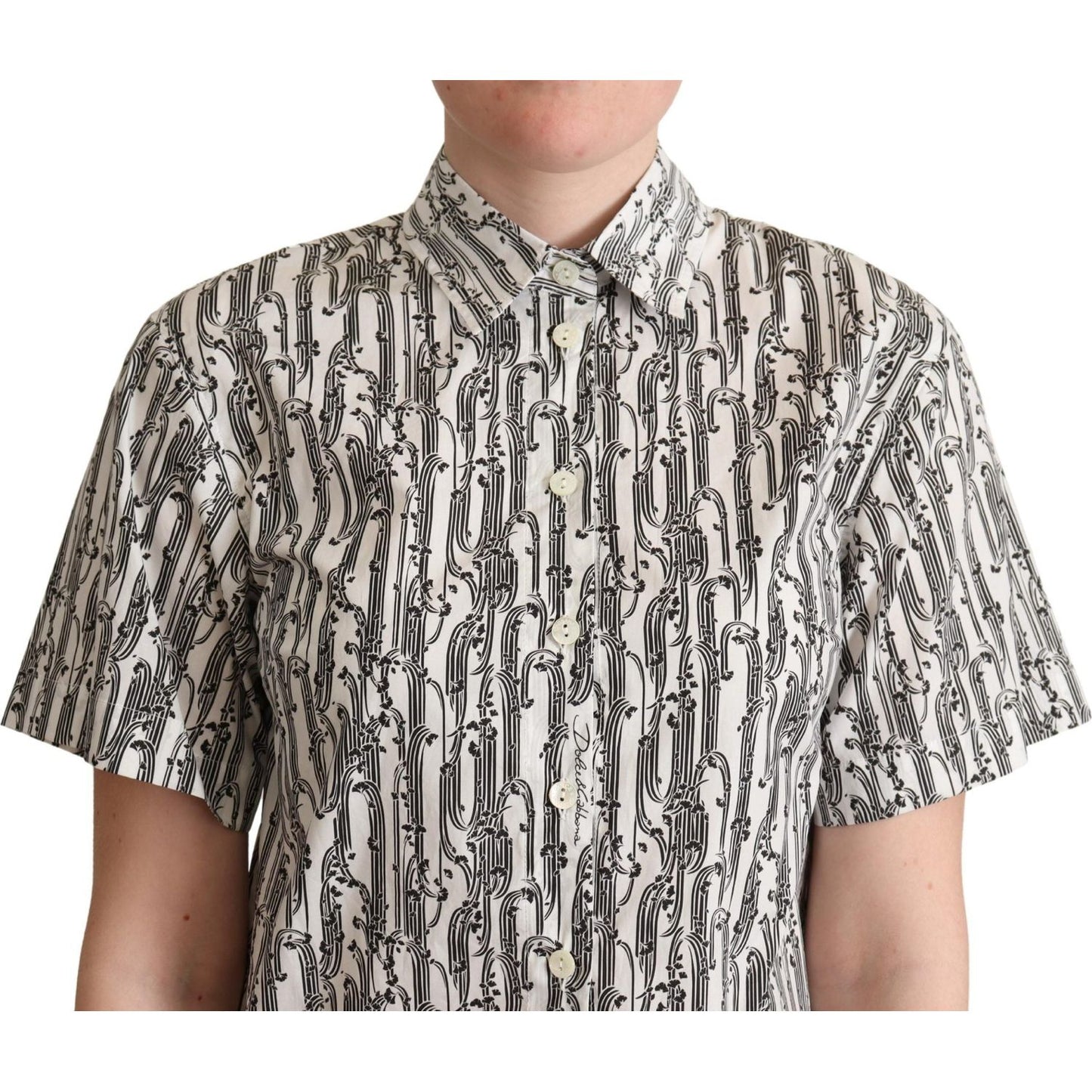 Dolce & Gabbana White Floral Collared Blouse Shirt TSH5974 -38