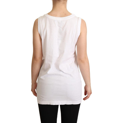 Dolce & Gabbana White La Moda Crystal Tank Top T-shirt