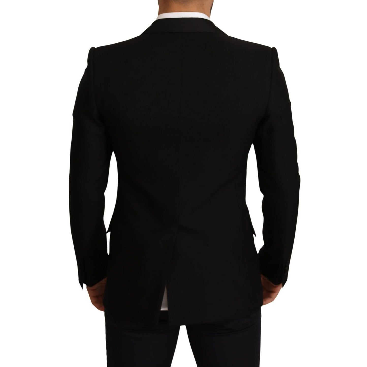 Dolce & Gabbana Black Wool Slim Fit Coat Blazer Jacket