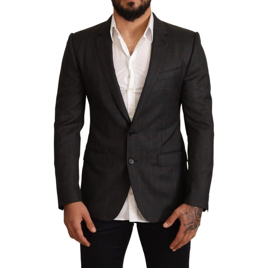 Dolce & Gabbana Gray Check Wool Slim Fit Blazer Jacket