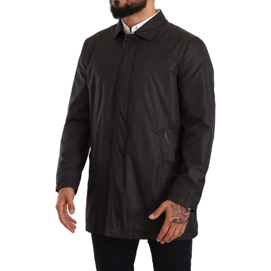 Dolce & Gabbana Black Polyester Mens Trench Coat Jacket JKT2924-44