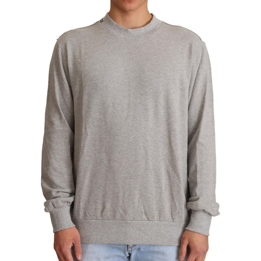 Dolce & Gabbana Gray Cotton Crewneck Pullover Sweater TSH6358-50